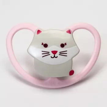 Соска-пустышка ортодонтическая, силикон, от 0 мес., SPACE, в контейнере, «Кошка»