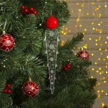 Сосулька светодиодная с динамикой "Снежинки" 30 см, бат. 2032 (в комплекте) БЕЛЫЙ