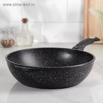 Сотейник «Гранит», d=28 см, пластиковая ручка, антипригарное покрытие, цвет чёрный