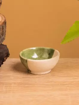 Соусник, 442 см, керамика, бежево-зелёный