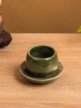 Соусник «Чашка», 8.58.56 см, керамика, зелёный