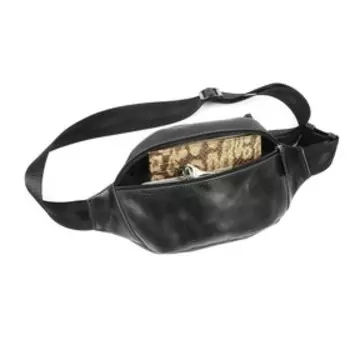 сп856 Сумка поясная, отдел на молнии, цвет черный пулап 11х23х5см