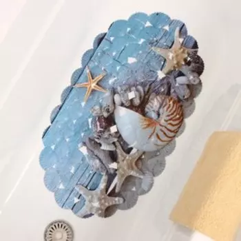 Коврик противоскользящий в ванну на присосках Доляна «На дне моря», 3667 см