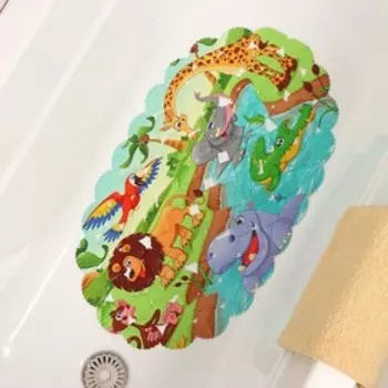 Коврик противоскользящий в ванну на присосках Доляна «Звери Африки», 3667 см