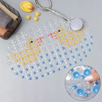 Коврик противоскользящий в ванну Доляна «Влюблённые уточки», на присосках, 3565 см