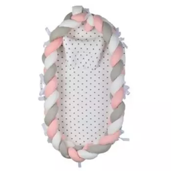 Спальное гнездо «Косы», цвет розово-серый