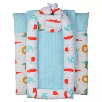 Спальное гнездо «Животные», цвет голубой