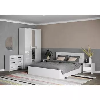 Спальный гарнитур «Клик Мебель. Соня», комплект 5 предметов, цвет белый брилл/ белый