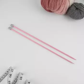 Спицы для вязания, прямые, d=5 мм, 35 см, 2 шт., розовые