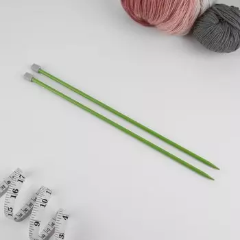Спицы для вязания, прямые, d = 6 мм, 35 см, 2 шт, цвет зелёный