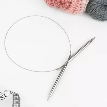Спицы круговые, для вязания, с металлическим тросом, d=9 мм, 14/80 см