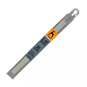 Спицы вязальные чулочные 2,50 мм/20 см, алюминий, 5 шт.