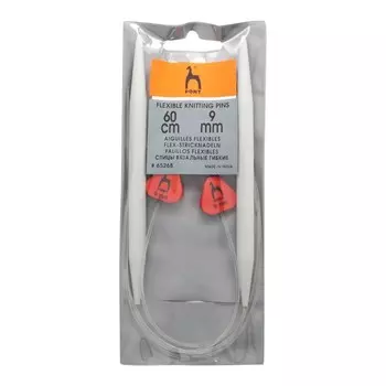 Спицы вязальные гибкие с фиксатором 9,00 мм/60 см, пластик, 2 шт.
