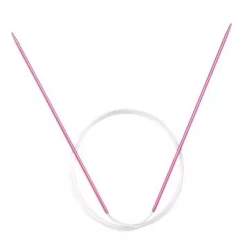 Спицы вязальные круговые COLOUR 2,0 мм/80 см, красный, алюминий