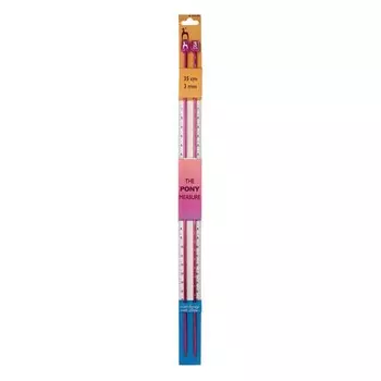 Спицы вязальные с измерительной шкалой, 3,00 мм/35 см, металл, красный