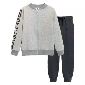 Спортивный комплект для мальчика: джемпер, брюки, рост 134 см, цвет серый