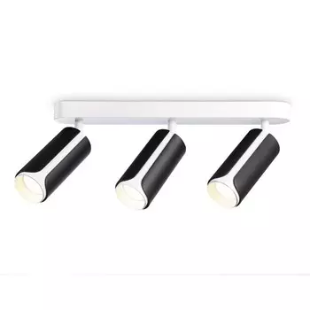 Спот настенно-потолочный поворотный со сменной лампой Ambrella light, Techno family, TN51605, 3хGU10, цвет чёрный, белый
