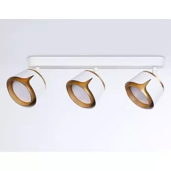 Спот настенно-потолочный поворотный со сменной лампой Ambrella light, Techno family, TN71235, 3хGX53, цвет белый, золото