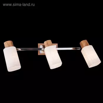 Спот Savier 3x40Вт Е14 хром, дерево 48x17x15см