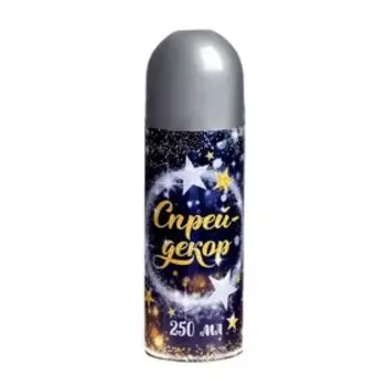 Спрей для новогоднего декора, блёстки, 250 мл, цвет серебряный