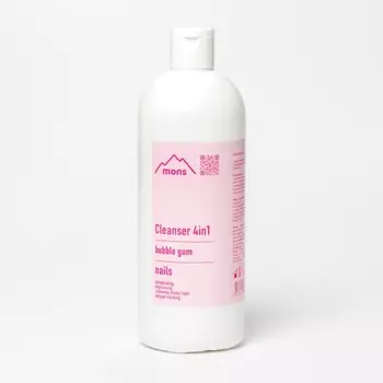 Средство для обезжиривания ногтей и снятия липкого слоя Mons Cleaner 4 in 1, Бабл гам, 500 м