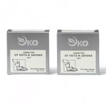 Средство от пота и запаха ног Экотекс, 10 пакетиков по 1.5 г, 2 набора