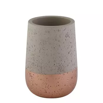 Стакан Axentia Concrete для зубных щеток из серой с золотом керамики Бетон, 7,5х10 см