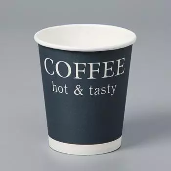 Стакан бумажный "COFFEE hot &amp; tasty" синий, для горячих напитков 250 мл, диаметр 80 мм