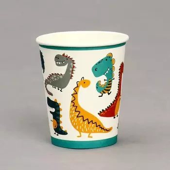 Стакан бумажный «Динозавры», в наборе 6 шт.