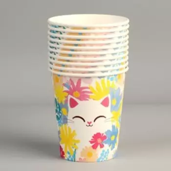 Стакан одноразовый бумажный "Котик", 250 мл