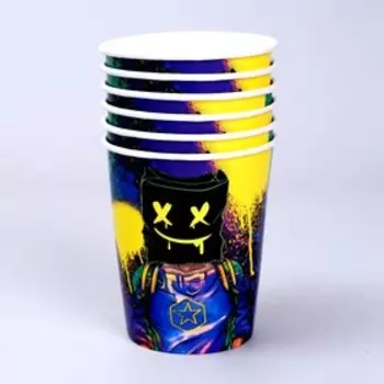Стакан одноразовый бумажный "Маска", набор 6 шт, 250мл