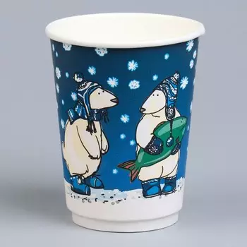 Стакан бумажный "Мишки" двухслойный, Soft Touch, 300 мл