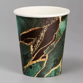 Стакан одноразовый бумажный "Мрамори",изумруд, 250 мл