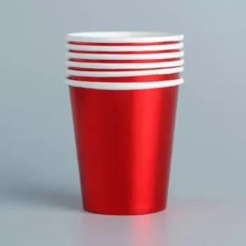 Стакан бумажный, набор 6 шт., цвет красный