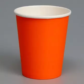 Стакан бумажный однотонный, цвет оранжевый, 250 мл, 50 шт.