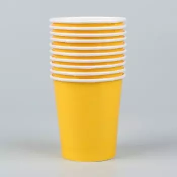 Стакан бумажный, однотонный, цвет жёлтый, 205 мл