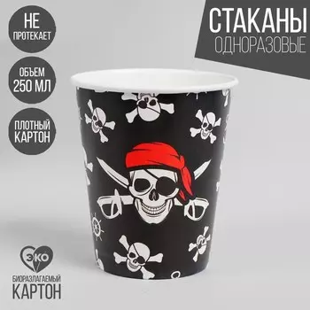 Стакан одноразовый бумажный «Пират», 250 мл