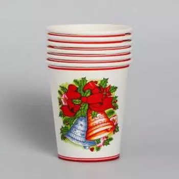 Стакан бумажный «Праздничные колокольчики», 250 мл, набор 6 шт.