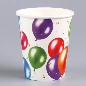 Стакан одноразовый бумажный "С Днём Рождения",шары", 250 мл