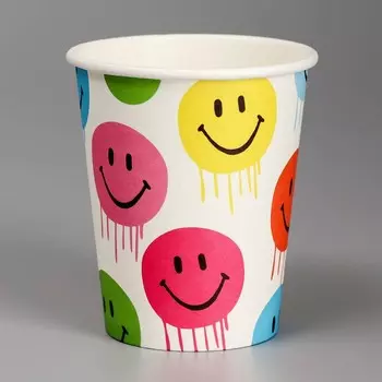 Стакан одноразовый бумажный "Смайл", 250 мл