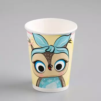 Стакан бумажный "Сова" 250 мл, диаметр 7,5 мм