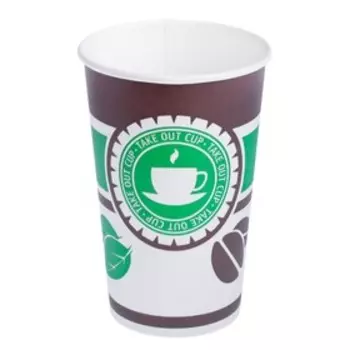 Одноразовая посуда: Стакан бумажный «Чай/кофе» для горячих напитков, 400 мл, диаметр 90 мм