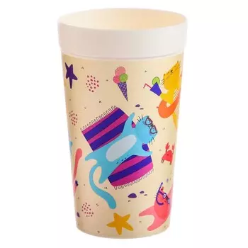 Стакан детский с декором, 380 ил., цвет бежевый