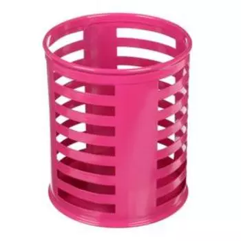 Стакан для пишущих принадлежностей, круглый, металлический ,розовый
