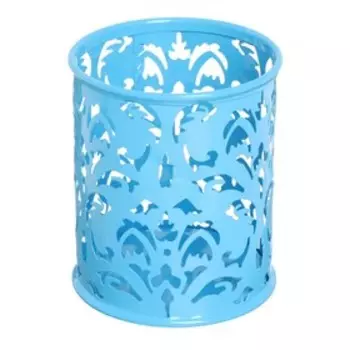 Стакан для пишущих принадлежностей, круглый, металлический, голубой