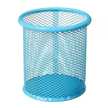 Стакан для пишущих принадлежностей, круглый, металлический, синий