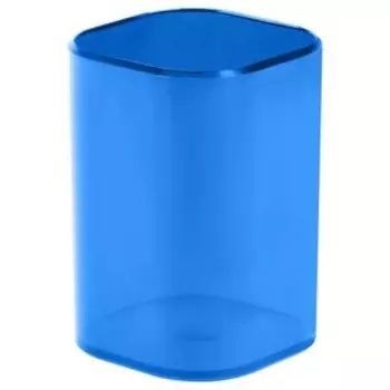 Подставка-стакан для канцелярии СТАММ "Фаворит", пластиковый, квадратнный, тонировано-синяя