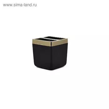 Стакан для зубной пасты и щётки Toskana, пластик, цвет чёрный/золото