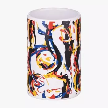 Стакан для зубных щеток Expressia, 7,2х7,2х11 см, цвет белый-чёрный жёлтый