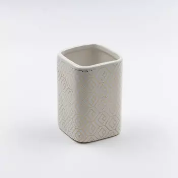 Стакан для зубных щёток Joy Home, керамика, золотой узор